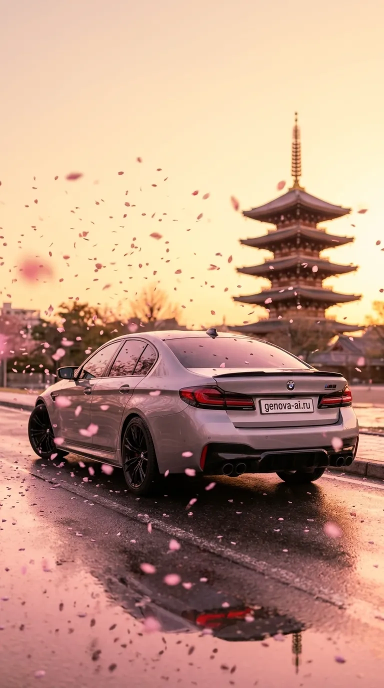 Серебристый BMW M5: весенняя сказка в Японии — кадр 2